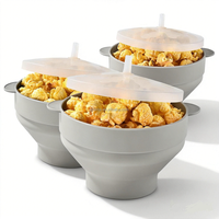 CHINFAI Bol à Popcorn Pliable en Silicone Personnalisable avec Logo, Écologique, avec Couvercle, Sans BPA