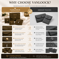 Lot de pochettes à bijoux rectangulaires de luxe en suède personnalisables avec logo, élégantes et portables, avec bouton-pression pour colliers et bagues