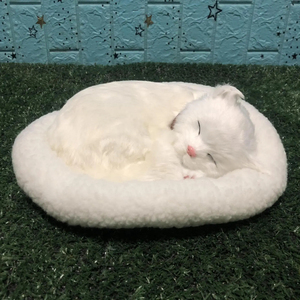 Peluche Realistico <span class=keywords><strong>di</strong></span> Gatto Dormiente con Respirazione Simulata e Tappetino, Giocattolo Morbido a Forma <span class=keywords><strong>di</strong></span> Gatto Cartoon - Product Image 3