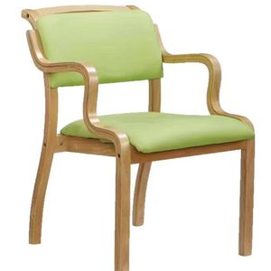 Silla Tapizada de Madera Maciza con Asiento y Respaldo de Cuero para Personas Mayores, para Sala de Estar o Comedor - Product Image 5