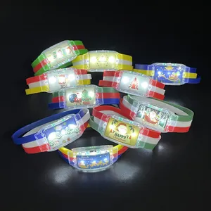 Waterproof LED Glow Country Flags Silicone Bracelet Wristband 2024 Football Match Cheering Fan Accessories LED Flag Bracelet