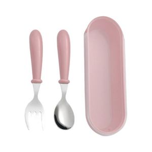 Trois couleurs Portable 304 acier inoxydable enfants salle à manger alimentation dessin animé vaisselle pour enfants boîte-cadeau comprenant un ensemble de fourchette cuillère - Product Image 5