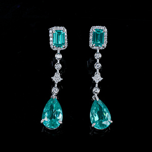 925 Silver Paraiba <b>Earrings</b> Neon Blue Double Color Cut Luxury <b>Earrings</b> - Product Image 5