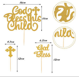 God Bless This Child Cake Topper para bautismo Baby Shower Bautizo Primera <span class=keywords><strong>comunión</strong></span> Decoraciones festivas para Diwali Día del padre - Product Image 2