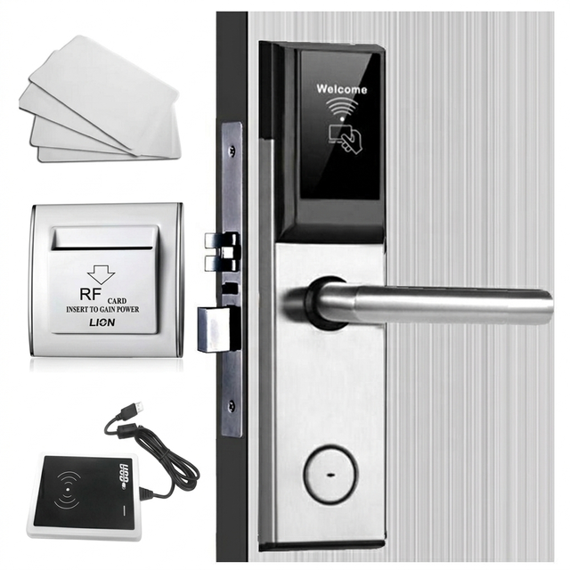 RFID Hotel Lock System with Electronics Smart Key Card Memory Card Storage for Wood Door TTHotel Smart Lock