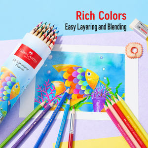 Set di Matite Colorate Acquerellabili <span class=keywords><strong>Faber</strong></span>-Castell per Bambini in Portapenne (Ideale per Studenti delle Scuole Elementari) - Product Image 4