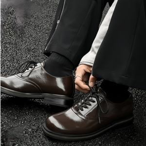 Business Elite High Top Derby Chaussures à semelles épaisses légères Hommes Femmes Tendance Britannique Formelle Commutation Confortable Cuir - Product Image 5