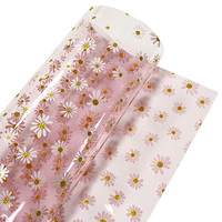 Vinyle Jelly Imprimé Marguerites Grande Taille de Haute Qualité, Rouleau de Film Plastique PVC Transparent de 0,8 mm à Motif Floral pour Projets DIY