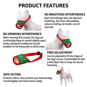 Masque de protection nasale pour animaux de compagnie de Noël, muselière réglable anti-morsure pour chiens et chats, sangle pour la promenade en extérieur - Product Image 3