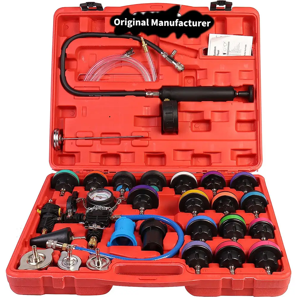 28pcs Coolant Pressure Tester Kit Universal Radiator Pressure Tester Repair Auto Tool Set KIT Box