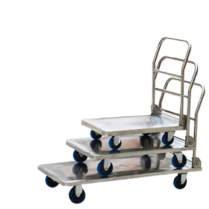<span class=keywords><strong>400kg</strong></span> chariots à quatre roues chariot 304 acier inoxydable 202 plate-forme industrielle pliable remorque chariot de Transport à plat - Product Image 4