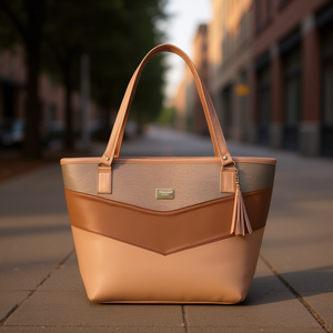 Bolso Tote para Mujer Fana Carola M3839, Cuero Color Oro Rosa con Cierre de Cremallera, Diseño Elegante para Uso Diario - Product Image 2