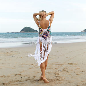 Jinru fatto a mano all'uncinetto in pizzo cucito con uncino Top fionda Bikini costumi da bagno Sexy con Logo ragazza sul davanti 1 pezzo - Product Image 5