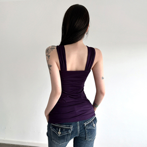 Y2K Party Women's Cross Halter O-Ring Detail Tank Top, Draped Ruched Slim Fit Party Top - Product Image 6