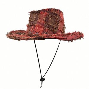 New Retro American Western Cowboy Hat Men Women Ethnic Style Distressed Jazz Hat for Outdoor Travel Party <b>Sunscreen</b> - Product Image 6