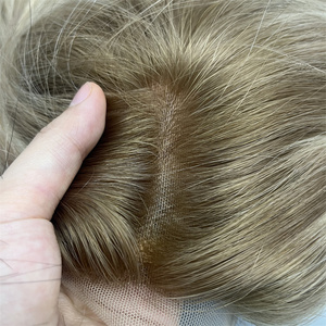 Adorno de encaje listo para enviar, encaje suizo de cabello humano con adorno de <span class=keywords><strong>pelo</strong></span> tejido para mujer, adorno de encaje alineado con cutícula virgen europea - Product Image 4