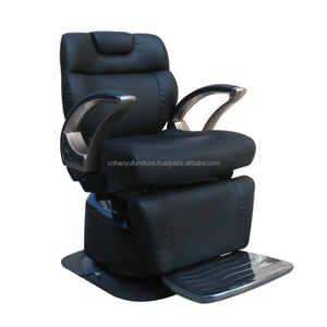 Sillón de Barbería Ergonómico de Cuero Beige de Lujo Moderno, Eléctrico con 3 Motores, Reclinable y Ajustable en Altura para Barbería y Taller - Product Image 5