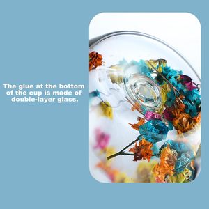 Vente en gros de tasses à café et à thé en verre borosilicate à double paroi isolées de 12 oz avec fleurs séchées - Product Image 3
