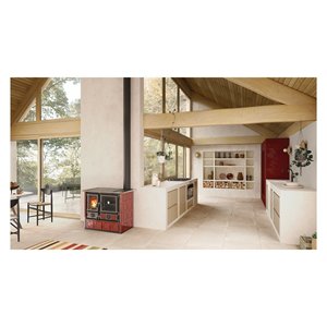 Cocina de leña 8,8kW ROSA Vst 16 Bordeaux 5 estrellas (103x65x85,1cm) - Product Image 2