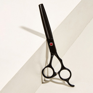 Tijeras de entresacar de acero inoxidable negras con mango largo y punta roma para cortar el cabello, herramientas para uso doméstico - Product Image 3