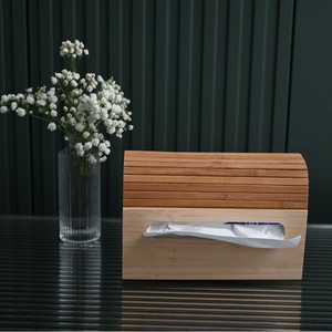Bamboo Tissue <b>Box</b> Rectangle Side <b>Drawer</b> <b>Storage</b> For Living Room Study Desktop Decorative Organizer - Product Image 3