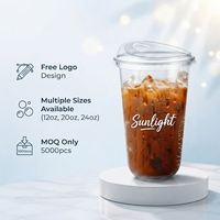 Gobelets en plastique PET transparents en forme de U personnalisables, 12 oz, 20 oz, à paroi simple, 90 mm, gobelets à thé au lait Boba, couvercles jetables, logo personnalisé