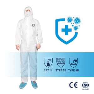 Combinaison microporeuse de l'amiante de type 5/6 de PPE microporeux imprimé personnalisé protecteur de salle blanche de la CE - Product Image 2
