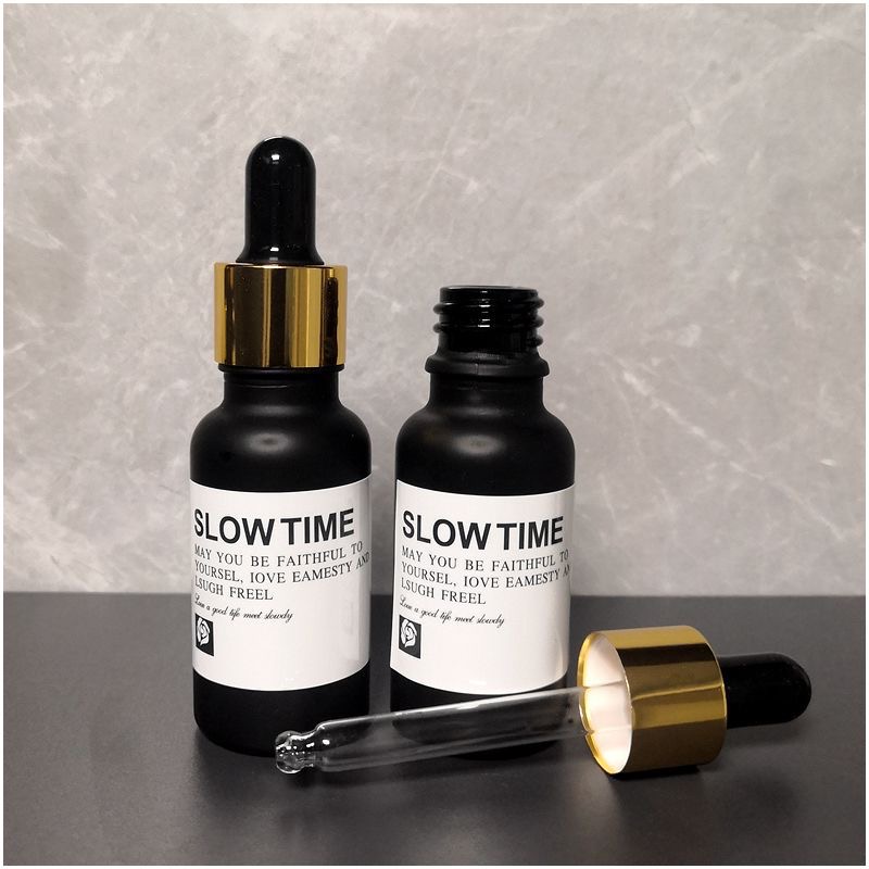 Essential oil bottll 50ml 100ml frosted Black White Glass Bottle with Calibrated Glass pipette
