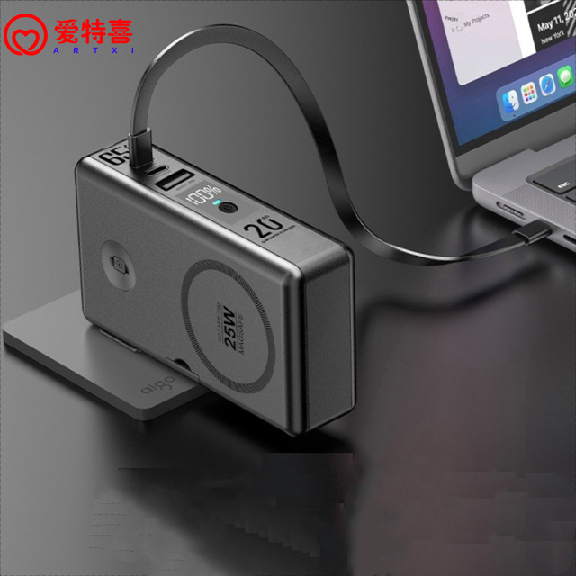 Top Ranking 65W GaN Laptop PowerBank 6in1 Portable High Capacity AC Input Wireless Charging Magnetic Phone Laptop Charger Holder