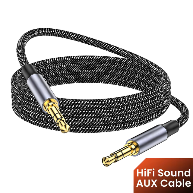 High-End Nylon Braided Gold Plated 3.5mm Aux to Aux Audio Cable for Car Mobile Phone Switch Speakers & MP3 (Customizable Length)