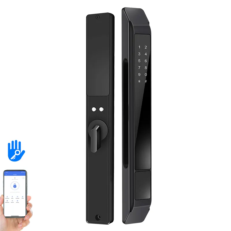 2024 latest design ultra-narrow ultra-thin aluminum door sliding hook door automatic fingerprint digital code smart door lock