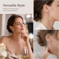 Boucles d'oreilles pendantes en argent sterling 925 avec perles d'eau douce Edison violettes de 9-10 mm et zircone cubique, bijoux fins pour femmes