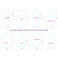 Ensemble de 8 emporte-pièces pour événements de vie - Moules à pâtisserie en plastique PP pour la décoration de gâteaux (promotionnalité, baby shower, mariage et anniversaire)