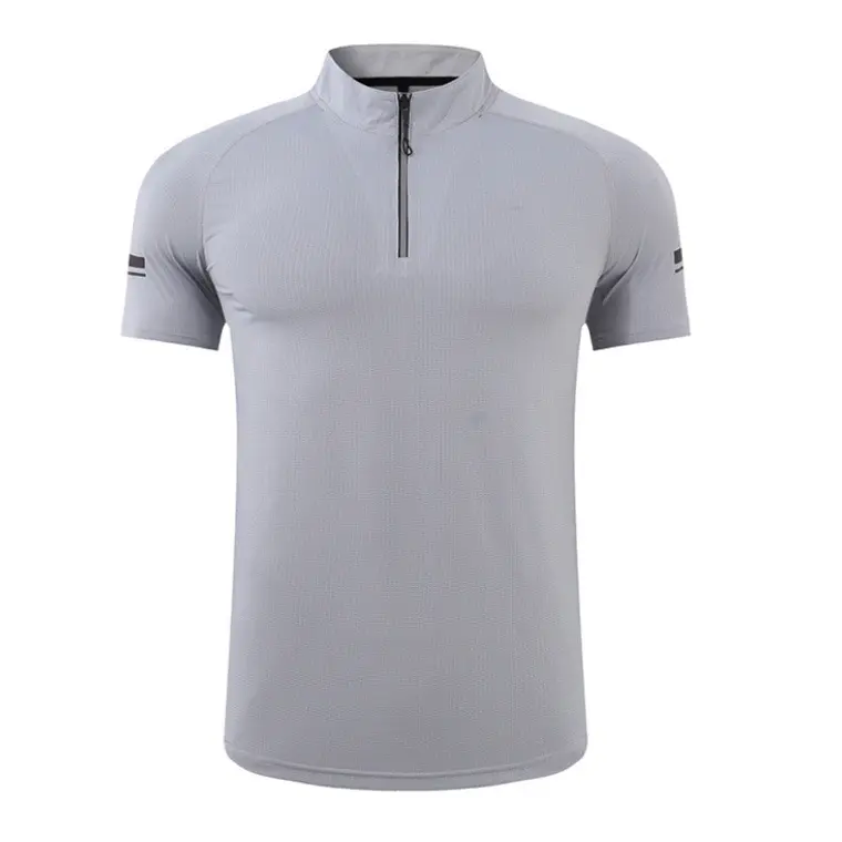 Wholesale Custom Made T Shirts Polo Slim Fit t shirts Black White Cotton Printing Quater Zip Up Collar Men polo t shirts