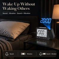 Digitaler Projektions-Wecker mit Ton- und Vibrationsmodi, FM-Radio und Einstellbarem Nachtlicht