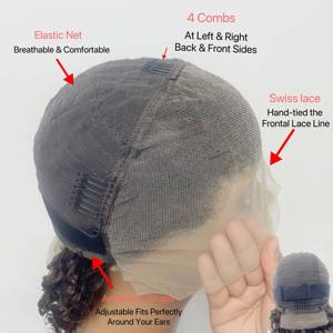 Pelucas Frontales de Encaje Brasileñas con Ondas Profundas Sueltas 13x4, Cabello Humano 100%, 200% de Densidad, Peluca Frontal de Encaje Transparente 4x4, Peluca Corta Rizada Tipo Bob - Product Image 6
