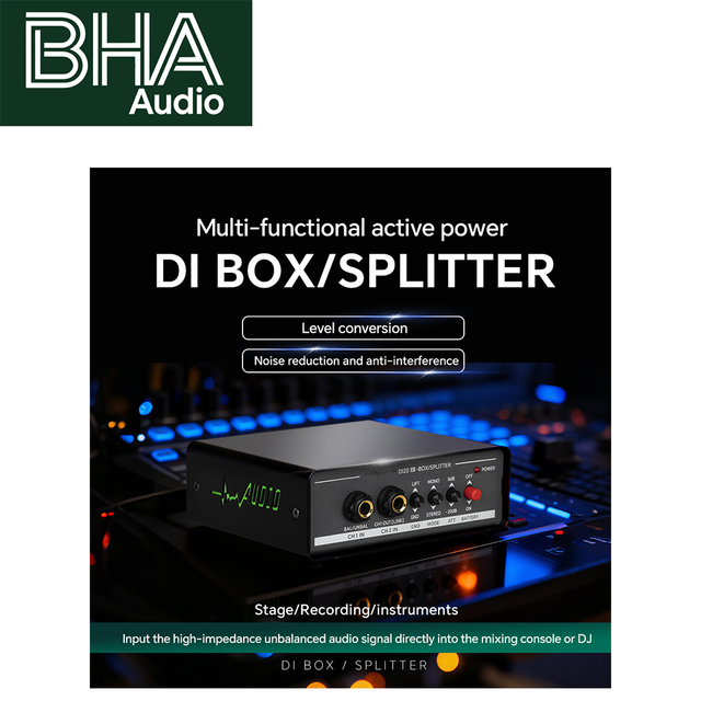 BHA DI20-BOX 2 Channel Stereo Active DI Box Dual Direct Box Balanced Audio Driver for Stage PA System Keyboard Synth OEM CE FCC