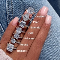 Bague de Fiançailles et de Promesse pour Femme en Argent 925 Véritable Plaqué Rhodium, avec Zircon Cubique et Moissanite, Tailles Ovale, Radiant, Princess, Émeraude, Poire, Coussin, Cœur