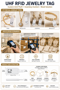 Étiquette RFID UHF antivol personnalisée pour bijoux (bague, collier, bracelet, boucles d'oreilles) – Contrôle des stocks de détail - Product Image 3