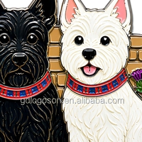 Aimants de réfrigérateur personnalisés en métal, design couple de chiens écossais blanc et noir, souvenir d'Écosse, aimants de réfrigérateur pour chiens Terrier écossais