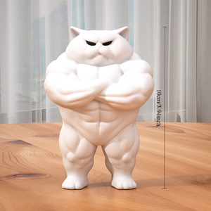 Outlandish Creative Statue <strong>Figurine</strong> - <strong>Cat</strong> with Chest Muscles - Product Image 4