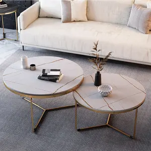 Factory Hot Sales Nordic Wrought Iron Marble Coffee Table Living Room Marble Coffee Table