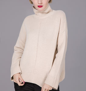 Pulls en cachemire pur tricotés à la machine pour femmes, col roulé classique, épaisseur standard 5gg, pour l'hiver, décontractés, vente en gros - Product Image 3