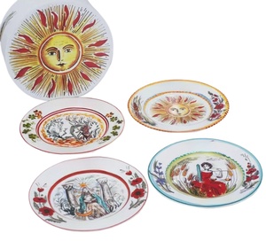 Assiette en céramique haut de gamme exquise pour cuisine occidentale, motif Soleil Lune Étoile, 10 pouces, assiette plate, coffret cadeau, assiettes en céramique - Product Image 1