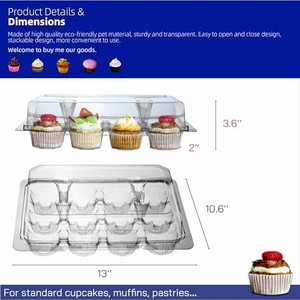 Caja de Embalaje para 24 Cupcakes al por Mayor, Contenedor para Cupcakes, Porta Pasteles con Tapa, Caja de Plástico PET para Postres - Product Image 3