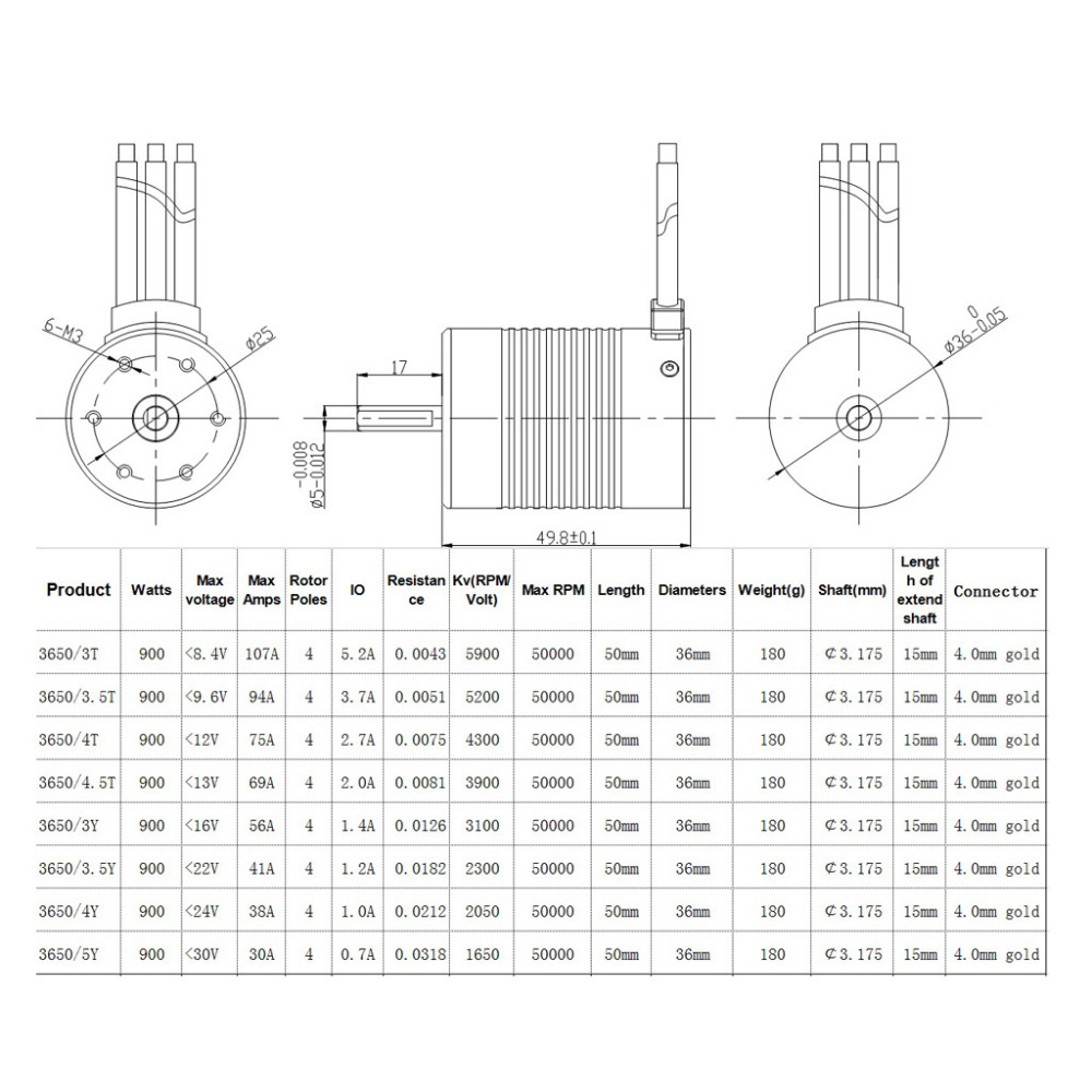 Platinum Waterproof 3650 3500KV 3100KV 2300KV Brushless Sensorless Motor With 45A ESC For 1/10 RC Car Truck