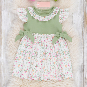 Flutter manches enfants enfant en bas âge petit bébé robe soeurs correspondant vêtements coton arc enfants filles robes - Product Image 6