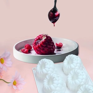 Moule à gâteau mousse framboise à 6 cavités, grand format, en silicone alimentaire, pour chocolat et desserts, idéal pour les réunions de famille, ustensile de cuisson DIY - Product Image 3