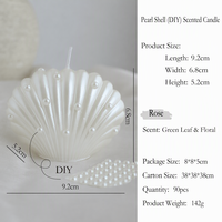 Bougie romantique en coquille de perle, à couvercle rabattable, lumineuse, irisée, nacrée, parfumée, pour la décoration de table de mariage