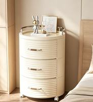Meuble de rangement à tiroirs multicouches incurvé sans assemblage, couleur crème, avec roulettes, anti-poussière, organisateur de chevet pour chambre à coucher, support pour collations et articles divers